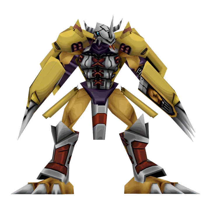 WarGreymon, la mitad en malla y la mitad con textura